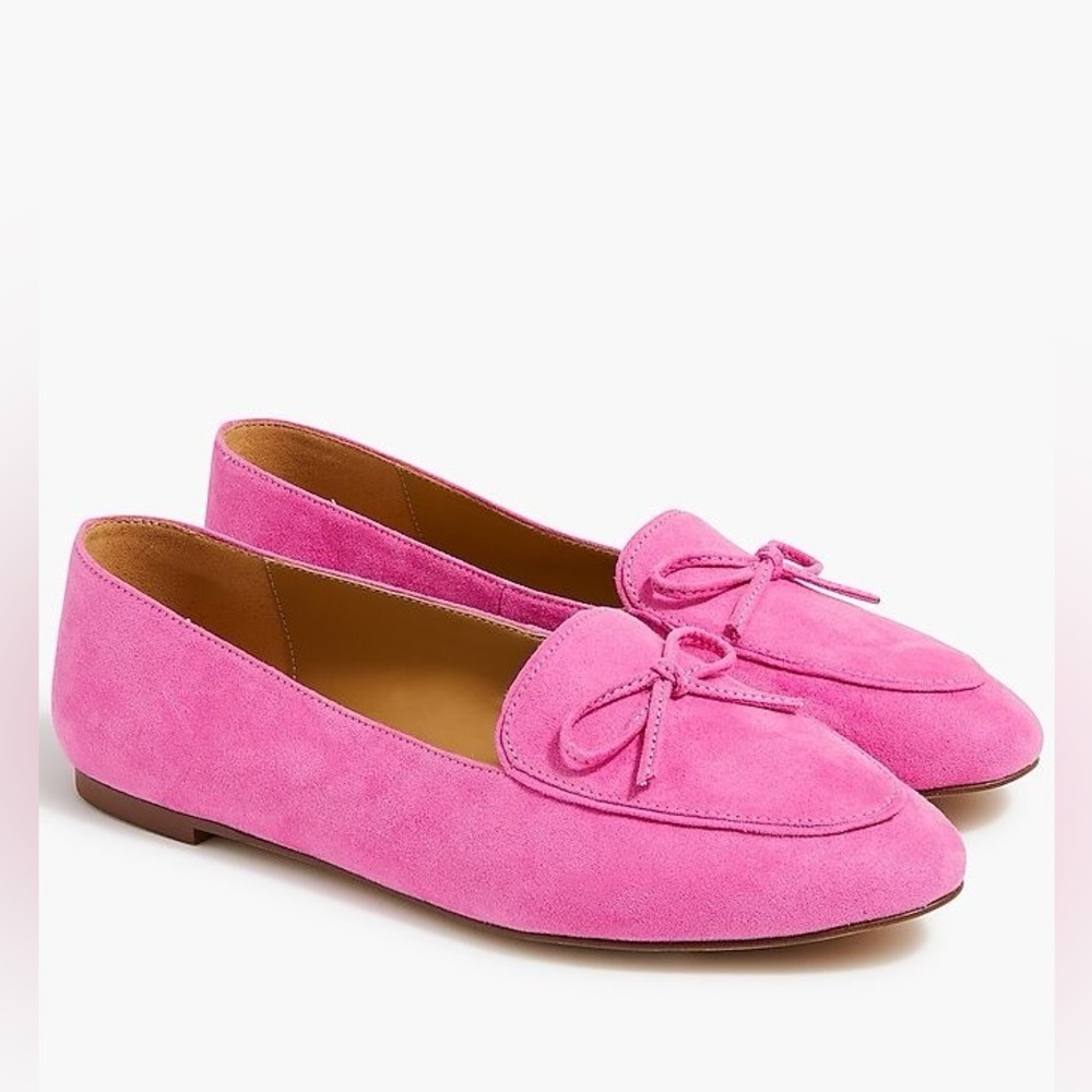 J. Crew intense pink bow loafers size 6